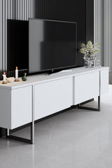 Set di mobili White Luxury - Tavolino + Mobile TV + Cassettiera Luxury - Cornice Argento