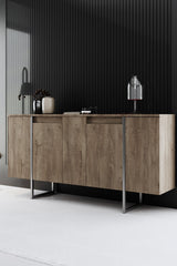 Set di mobili di lusso in noce - Tavolino + Mobile TV + Credenza - Cornice argento