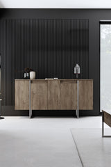 Set di mobili di lusso in noce - Tavolino + Mobile TV + Credenza - Cornice argento
