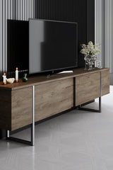Set di mobili di lusso in noce - Tavolino + Mobile TV + Credenza - Cornice argento
