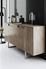 Set di mobili di lusso in noce - Tavolino + Mobile TV + Credenza - Cornice argento