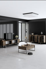 Set di mobili di lusso in noce - Tavolino + Mobile TV + Credenza - Cornice argento