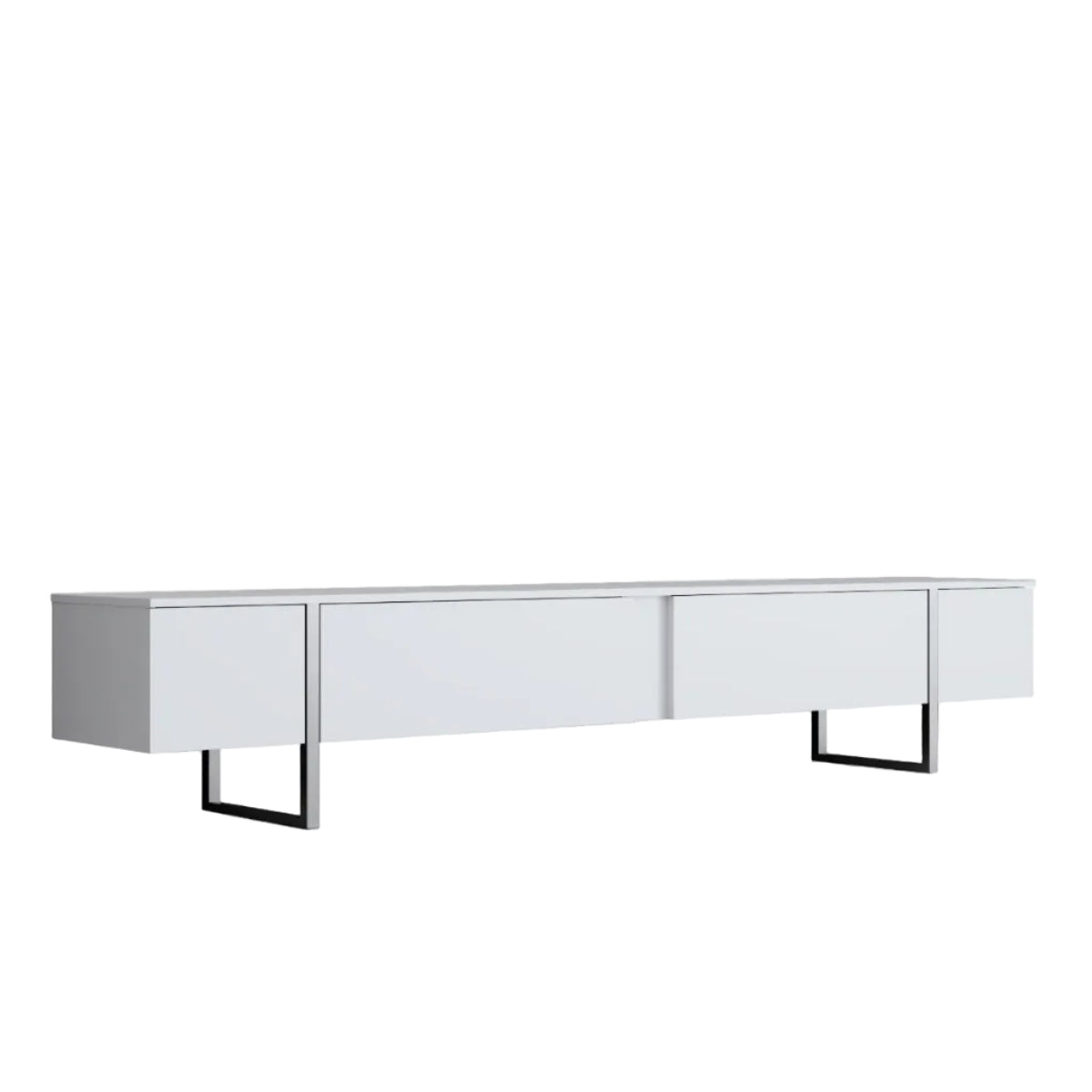 TV Meubels - TV Meubel Wit Luxe 180x50x30 - Zilver Frame - Dimehouse