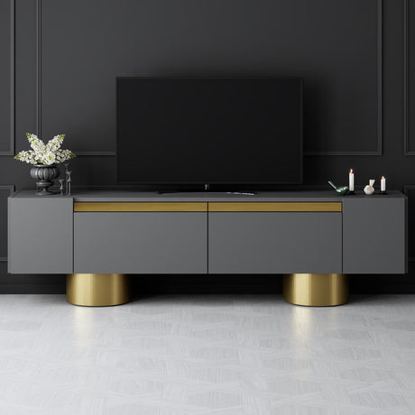Mobile TV Antracite Bohem 180x50x30 - Cornice Dorata