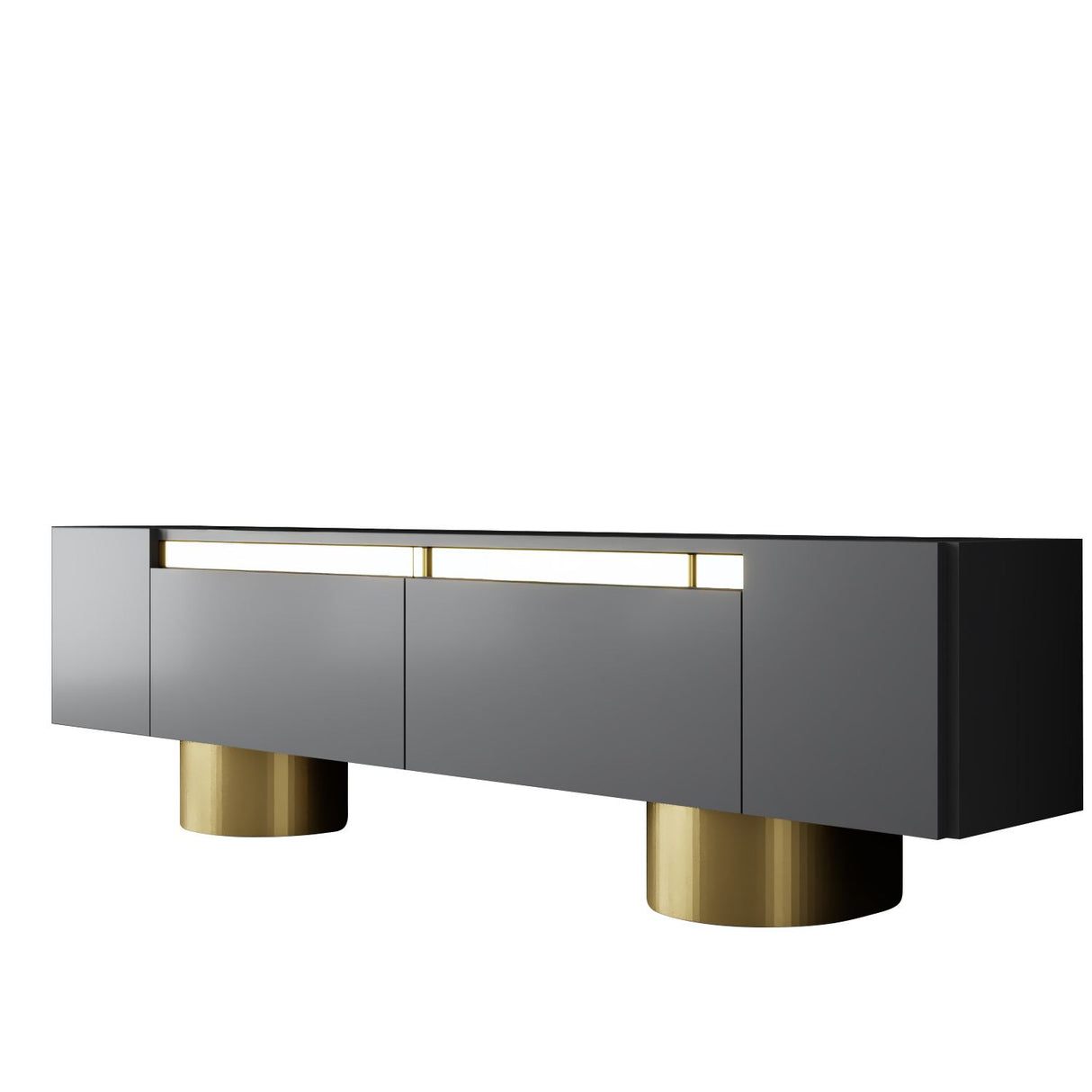 TV Meubels - TV Meubel Antraciet Bohem 180x50x30 - Gouden Frame - Dimehouse