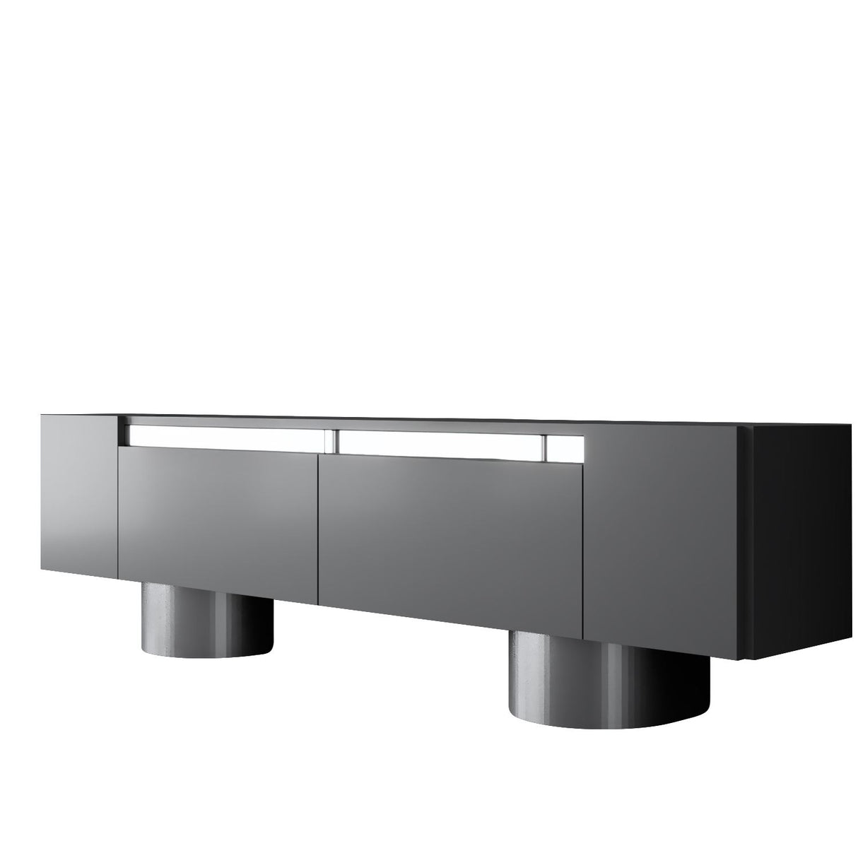 TV Meubels - TV Meubel Antraciet Bohem 180x50x30 - Zilver Frame - Dimehouse