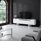 TV Meubels - TV Meubel Wit Bohem 180x50x30 - Zilver Frame - Dimehouse