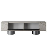 TV Meubels - TV Meubel Travertin Bohem 180x50x30 - Zilver Frame - Dimehouse