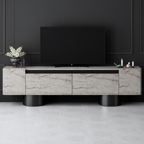 Mobile TV Travertino Bohem 180x50x30 - Cornice Nera