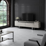 TV Meubels - TV Meubel Travertin Bohem 180x50x30 - Zwart Frame - Dimehouse