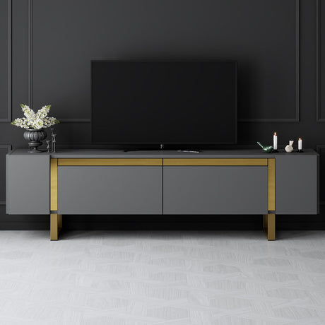 Mobile TV Antracite Yildiz 180x50x30 - Cornice Dorata