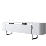 TV Meubels - TV Meubel Wit Yildiz 180x50x30 - Zilver Frame - Dimehouse