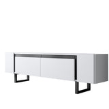 TV Meubels - TV Meubel Wit Yildiz 180x50x30 - Zwart Frame - Dimehouse