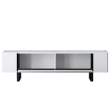 TV Meubels - TV Meubel Wit Yildiz 180x50x30 - Zwart Frame - Dimehouse