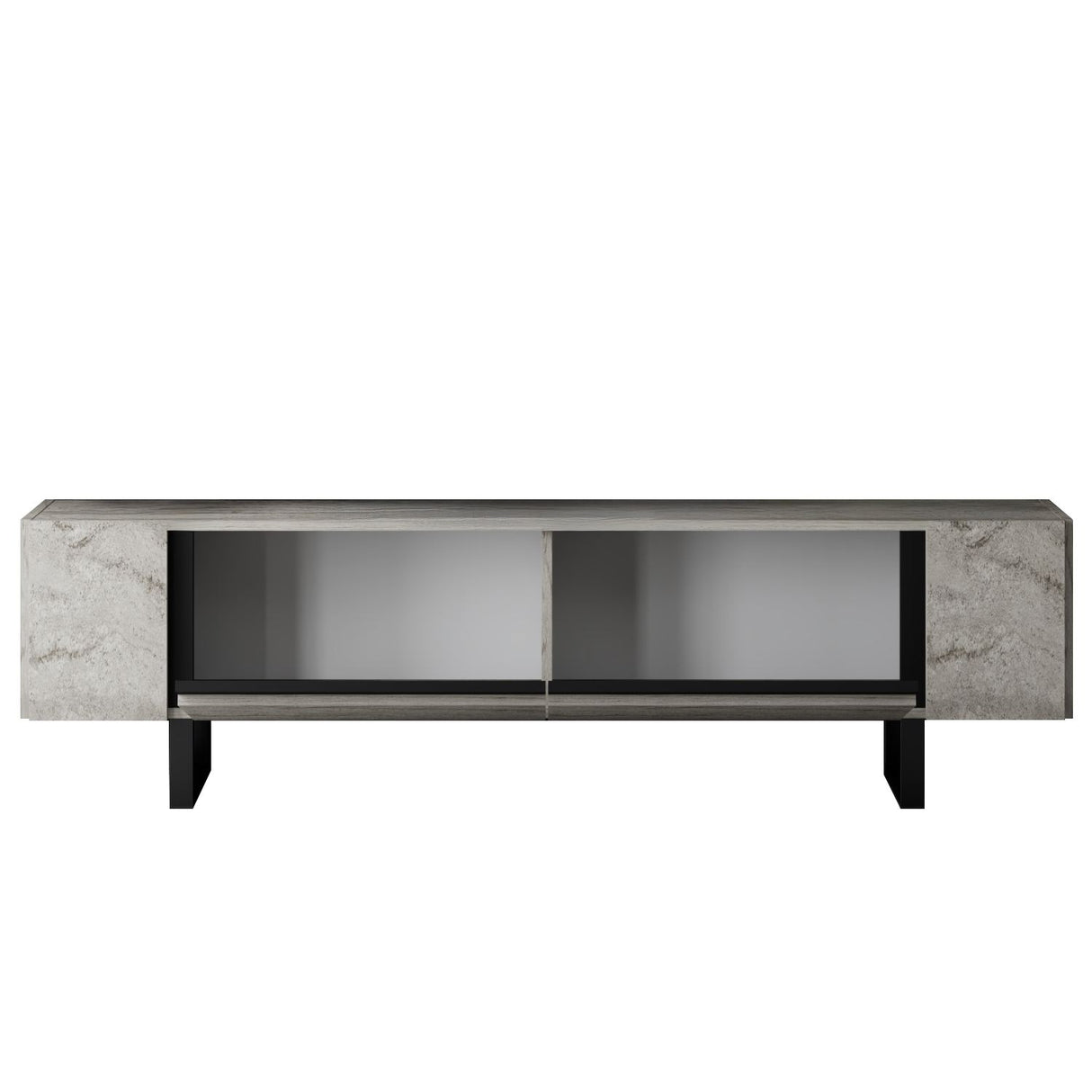 TV Meubels - TV Meubel Travertin Yildiz 180x50x30 - Zwart Frame - Dimehouse