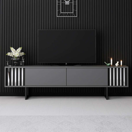 Mobile TV Antracite Chrome Line 180x48x30 - Telaio Nero