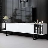 Mobile TV Bianco Cromo Linea 180x48x30 - Telaio Nero