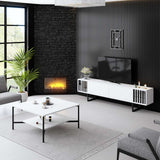 Mobile TV Bianco Cromo Linea 180x48x30 - Telaio Nero