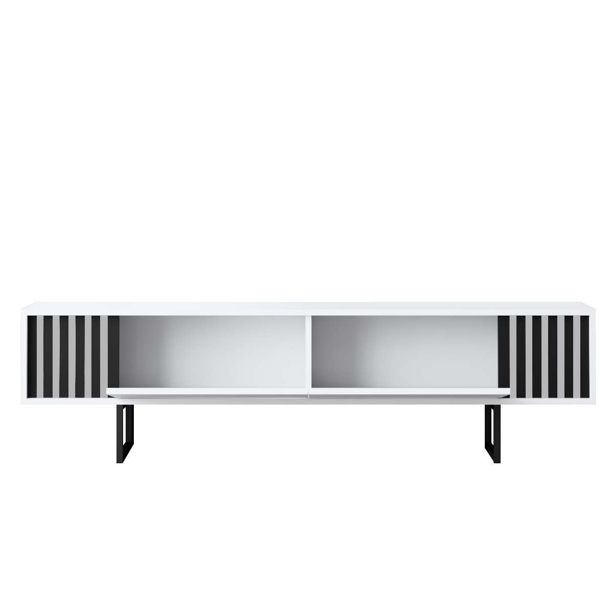 Mobile TV Bianco Cromo Linea 180x48x30 - Telaio Nero