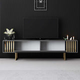 TV Meubels - TV Meubel Antraciet Gold Line 180x48x30 - Gouden Frame - Dimehouse