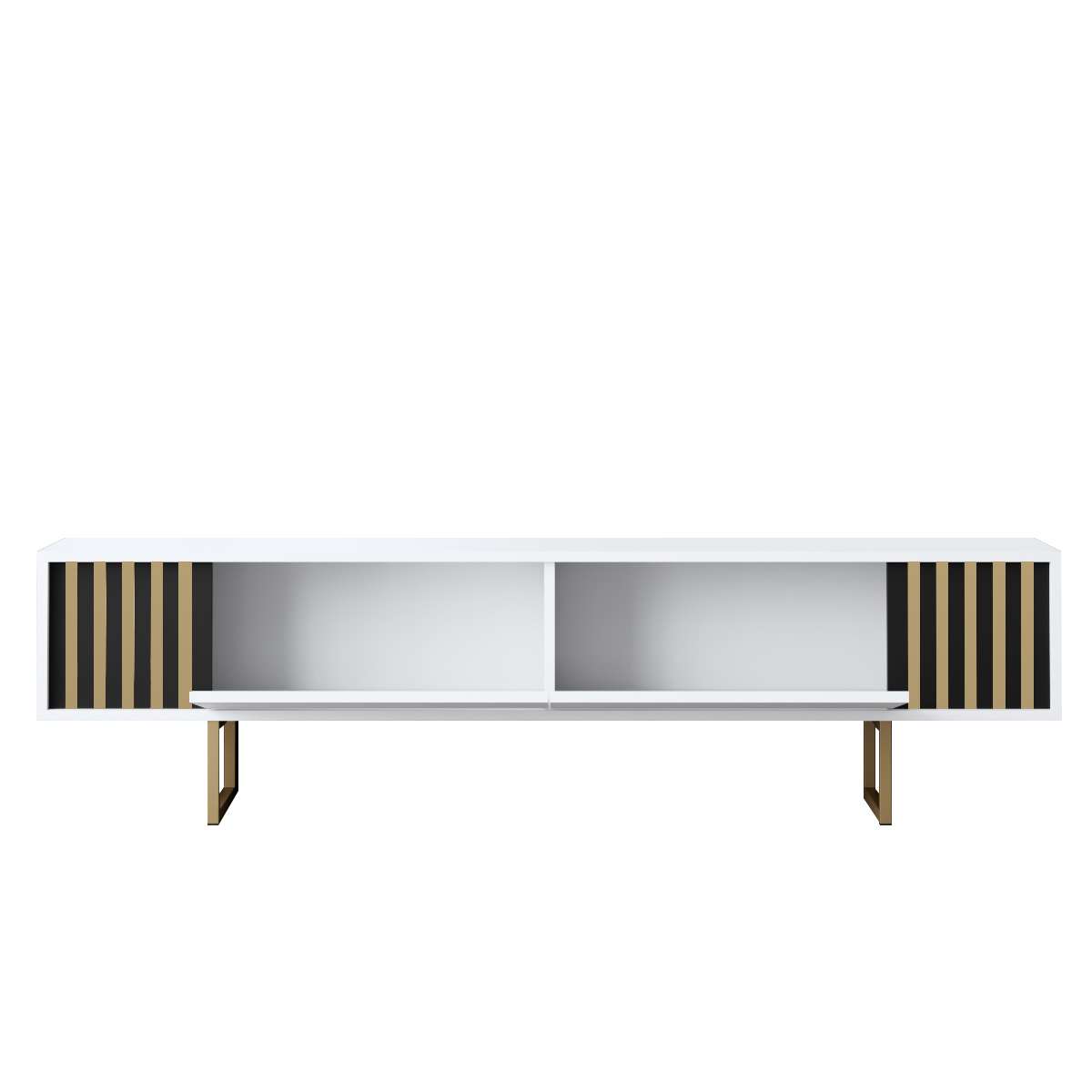 TV Meubels - TV Meubel Wit Gold Line 180x48x30 - Gouden Frame - Dimehouse