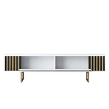 TV Meubels - TV Meubel Wit Gold Line 180x48x30 - Gouden Frame - Dimehouse