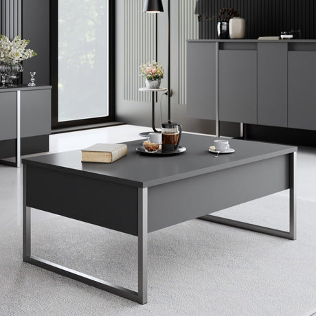 Salontafels - Rechthoekige Salontafel Antraciet Luxe 90x60 - Zilver Frame - Dimehouse