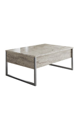 Salontafels - Rechthoekige Salontafel Travertin Luxe 90x60 - Zilver Frame - Dimehouse