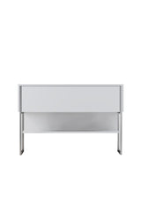 Credenza Moderna Bianca Luxury 120x80x30 - Cornice Argento - Un Vano
