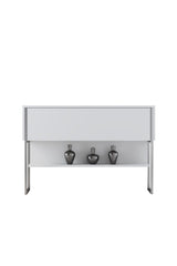 Credenza Moderna Bianca Luxury 120x80x30 - Cornice Argento - Un Vano