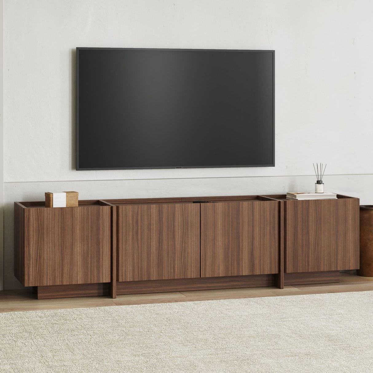 Mobile TV Lowen in noce Milano 180 cm Pannello in legno composito rivestito melaminico