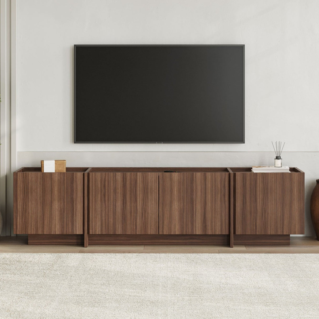 Mobile TV Lowen in noce Milano 180 cm Pannello in legno composito rivestito melaminico