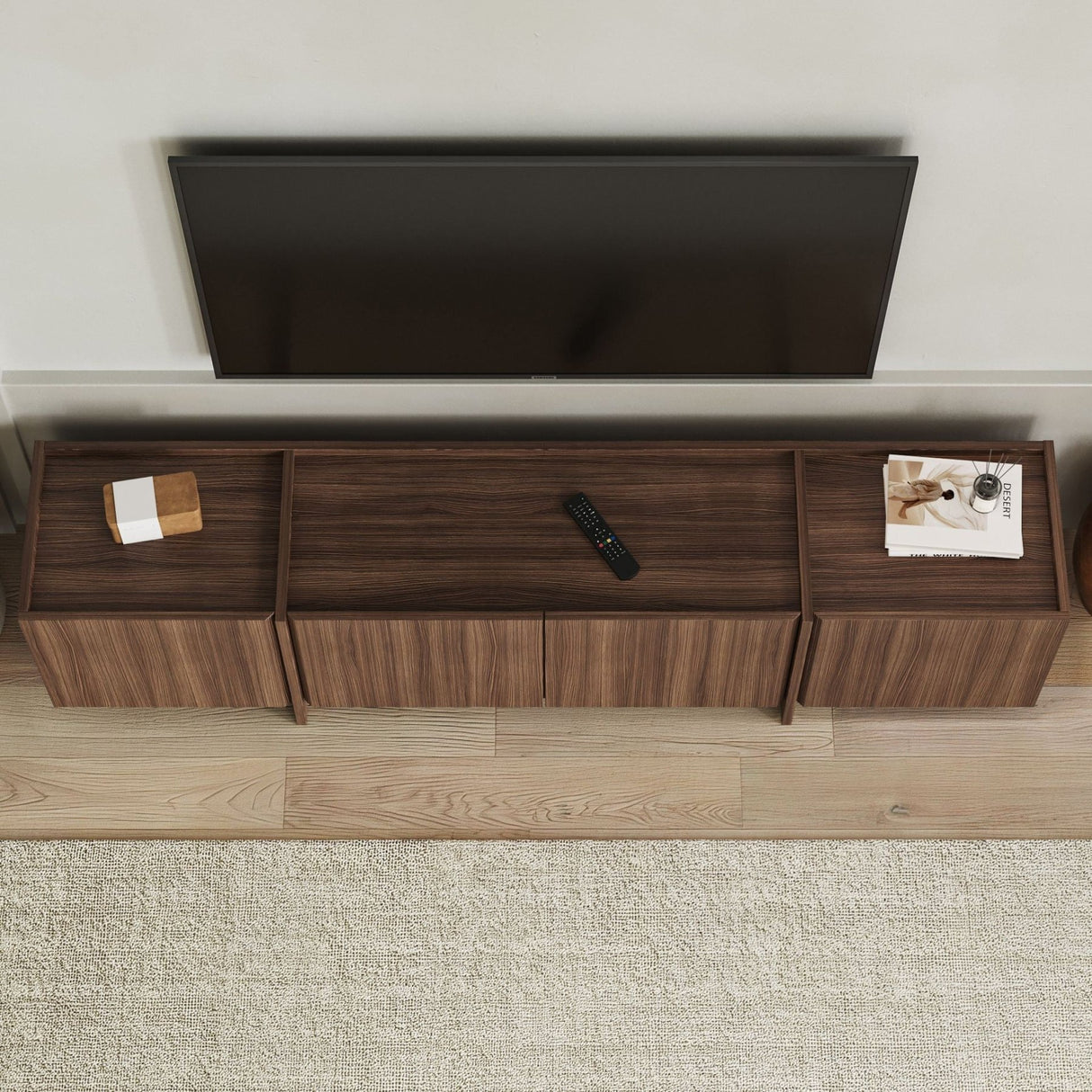 Mobile TV Lowen in noce Milano 180 cm Pannello in legno composito rivestito melaminico