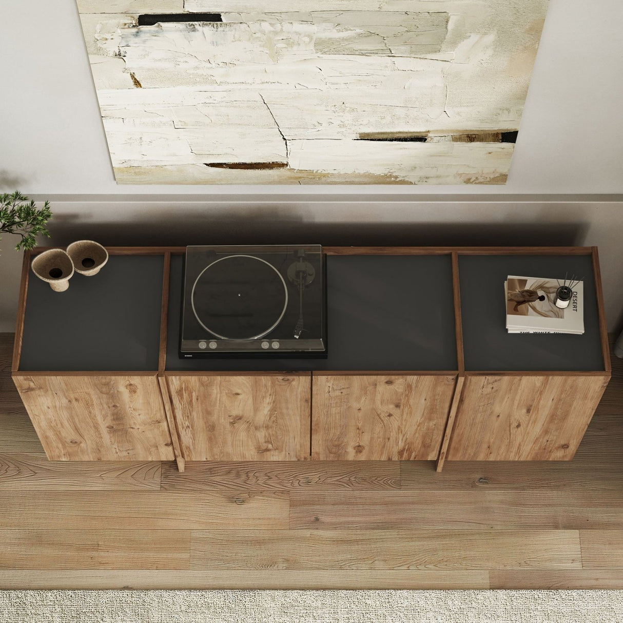 Tavolino Dorma effetto rovere 180 cm Pino Atlantico e legno rivestito melaminico antracite