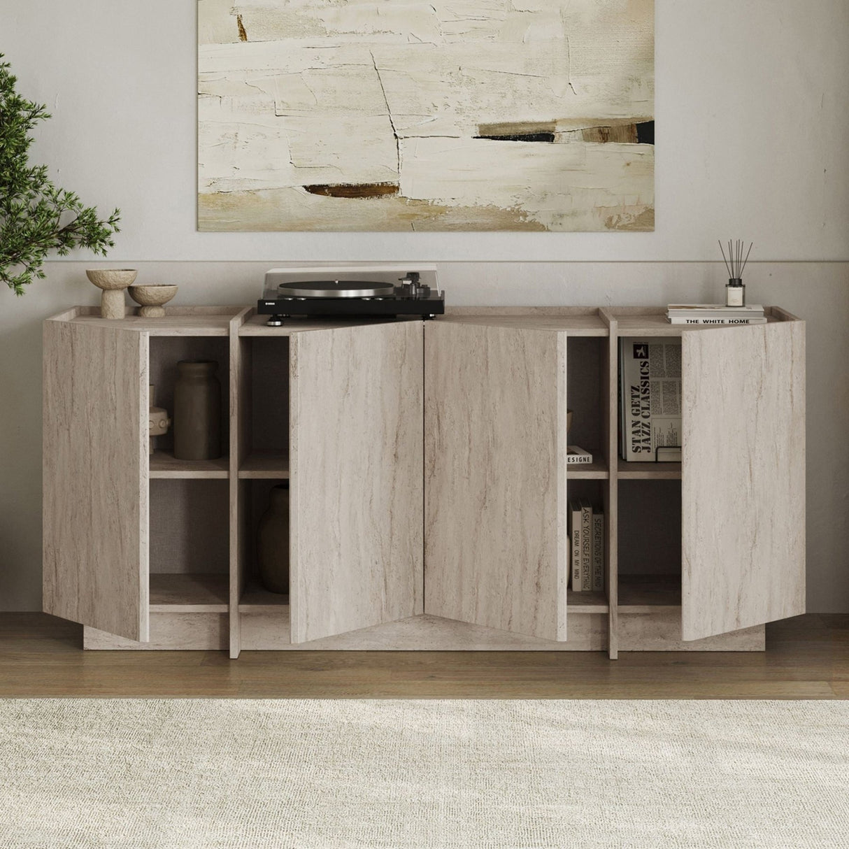 Consolle Dorma effetto travertino 180 cm Legno rivestito melaminico