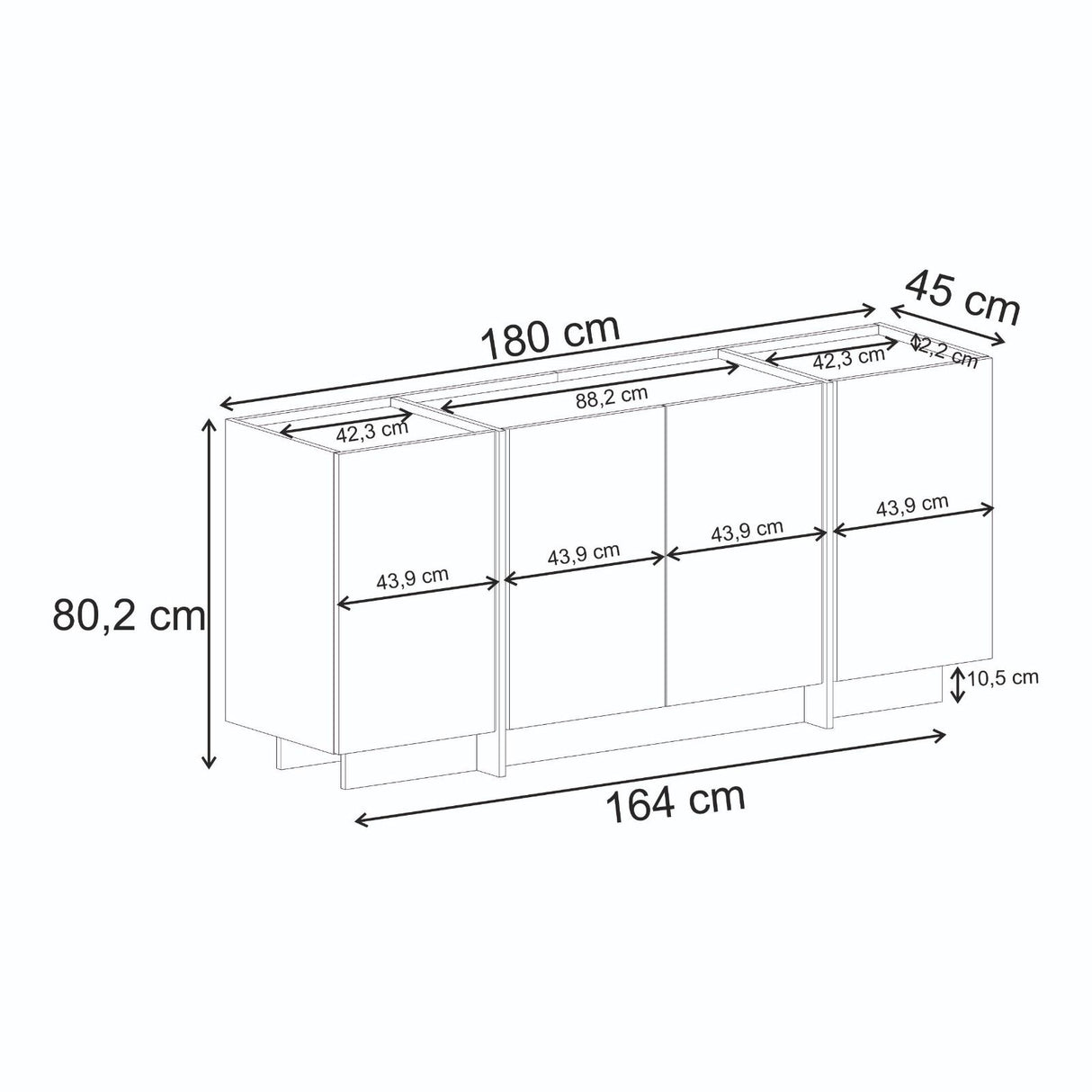 Consolle Dorma effetto travertino 180 cm Legno rivestito melaminico