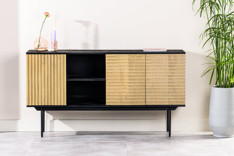 Credenza Manu in legno di mango nero naturale 160x40x86 cm