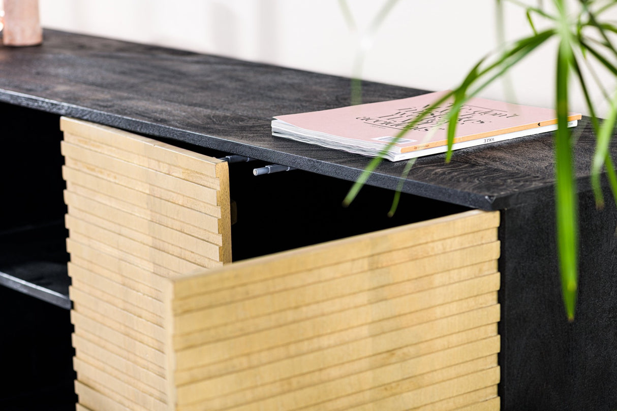 Credenza Manu in legno di mango nero naturale 160x40x86 cm