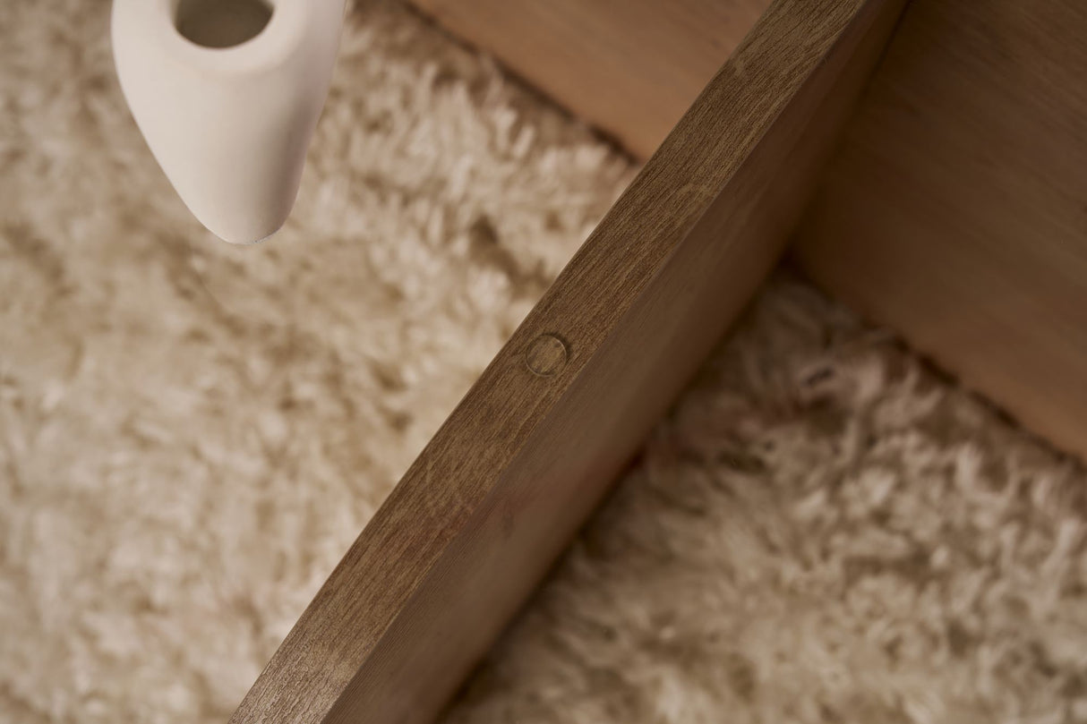 Tavolino rotondo Aris melaminico aspetto rovere e vetro fumé 75 cm