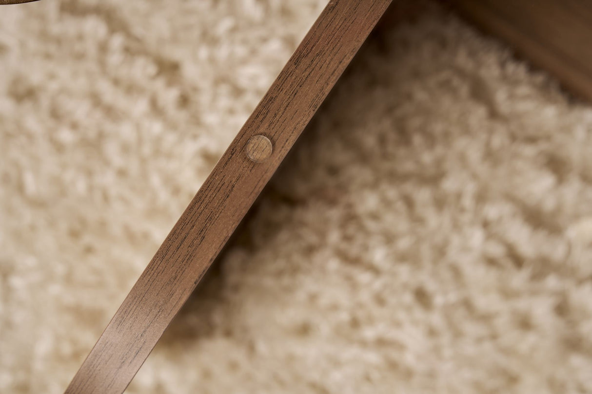 Tavolino rotondo Aris nobilitato noce e vetro trasparente 75 cm