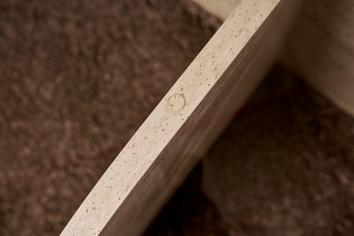 Tavolino rotondo Aris melaminico travertino e vetro trasparente 75 cm