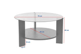 Salontafels - Ronde salontafel walnoot melamine transparant glas Ø75 cm - Cairo - Dimehouse