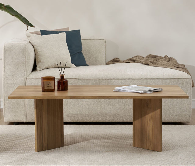Salontafels - Rechthoekige salontafel eiken melamine Sabin 119x60 cm - Dimehouse