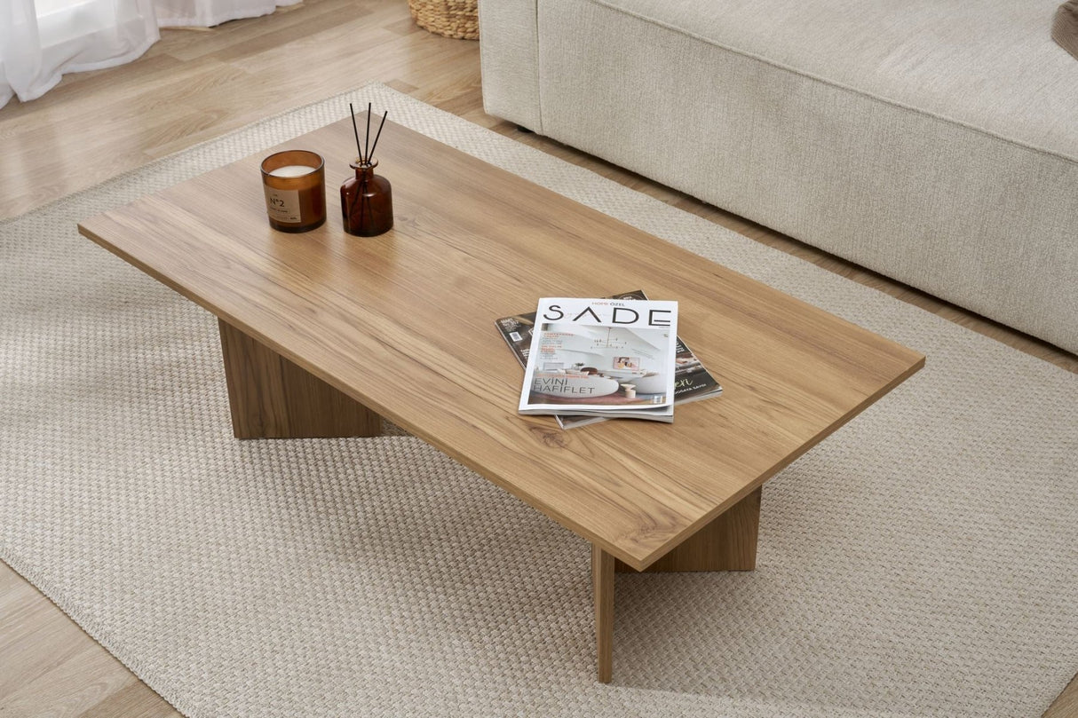 Salontafels - Rechthoekige salontafel eiken melamine Sabin 119x60 cm - Dimehouse