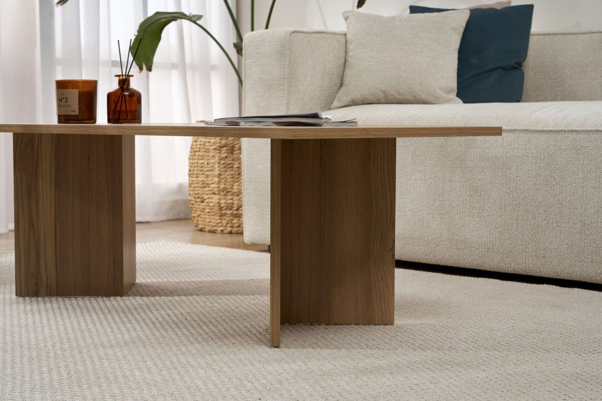 Salontafels - Rechthoekige salontafel eiken melamine Sabin 119x60 cm - Dimehouse