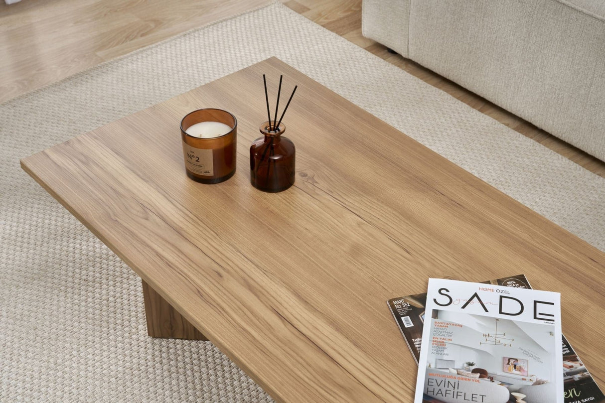 Salontafels - Rechthoekige salontafel eiken melamine Sabin 119x60 cm - Dimehouse