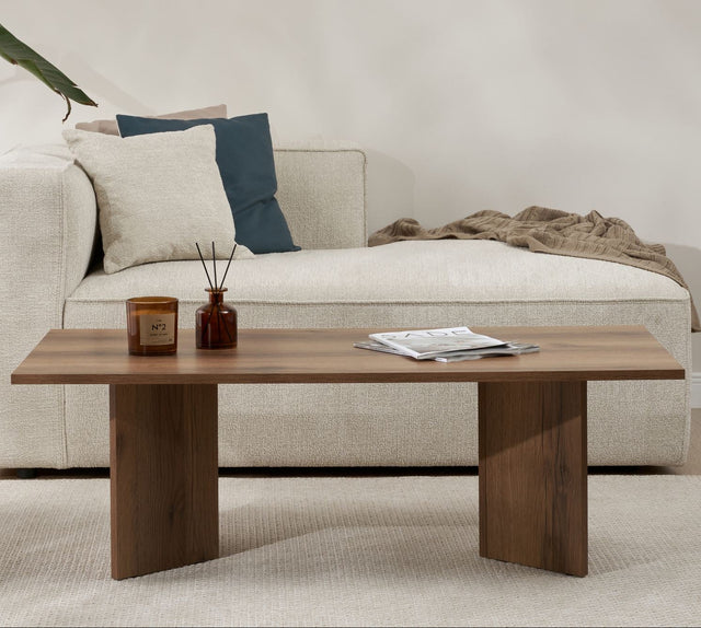 Salontafels - Rechthoekige salontafel walnoot melamine Sabin 119x60 cm - Dimehouse