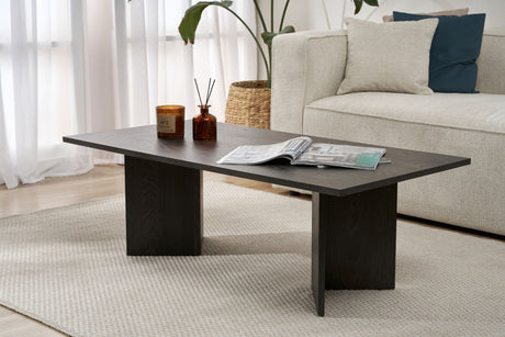 Salontafels - Rechthoekige salontafel zwart melamine Sabin 119x60 cm - Dimehouse