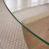 Liya salontafel Sapphire Oak ovaal 90 cm Gehard glas