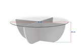 Tavolino Liya noce ovale 90 cm Vetro temperato